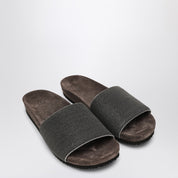 Brunello Cucinelli Taupe Suede Slides