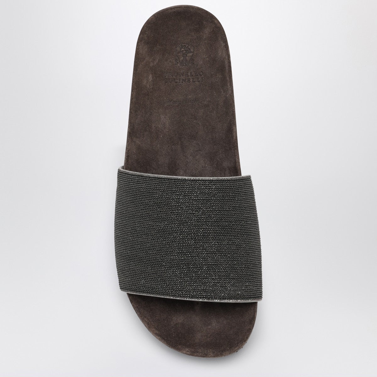 Brunello Cucinelli Taupe Suede Slides