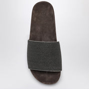 Brunello Cucinelli Taupe Suede Slides