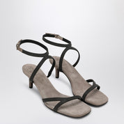 Sandalia Brunello Cucinelli City Grey con tiras preciosas