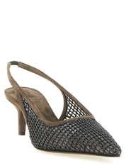 Brunello Cucinelli City Slingback Pumps — Brown Heels