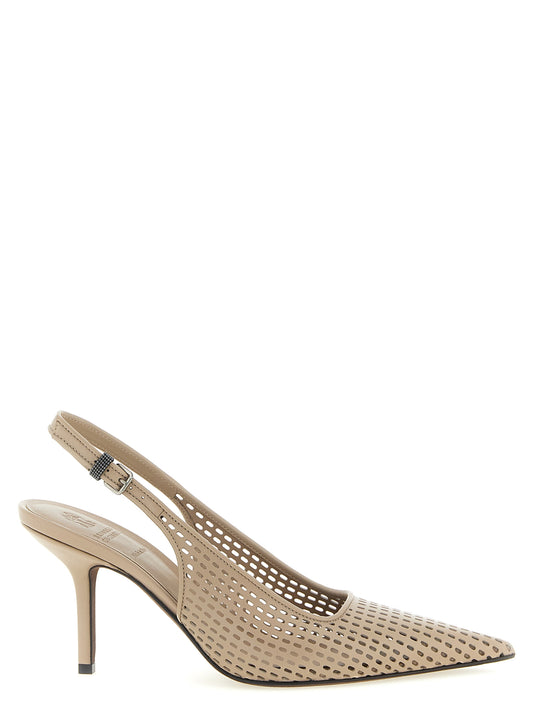 Brunello Cucinelli Pumps — Net Calf Slingback Heel