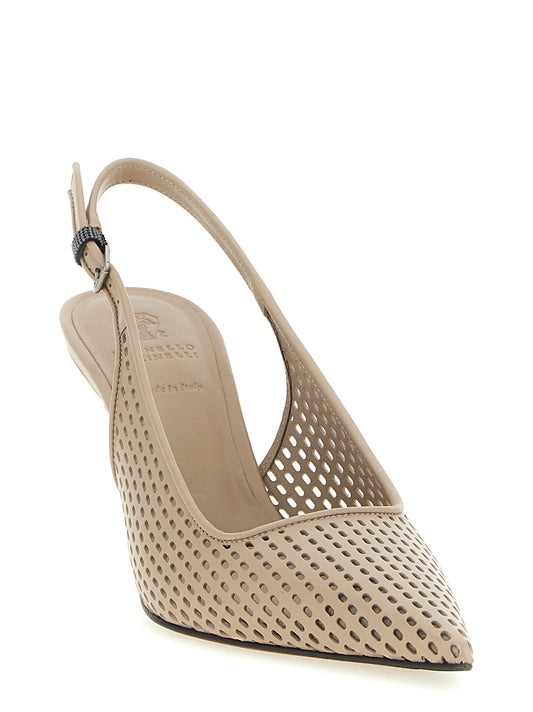 Brunello Cucinelli Pumps — Net Calf Slingback Heel