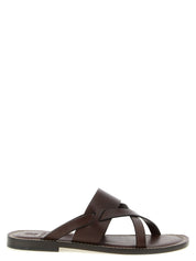 Brunello Cucinelli Leather Sandals for Men — Brown, EU