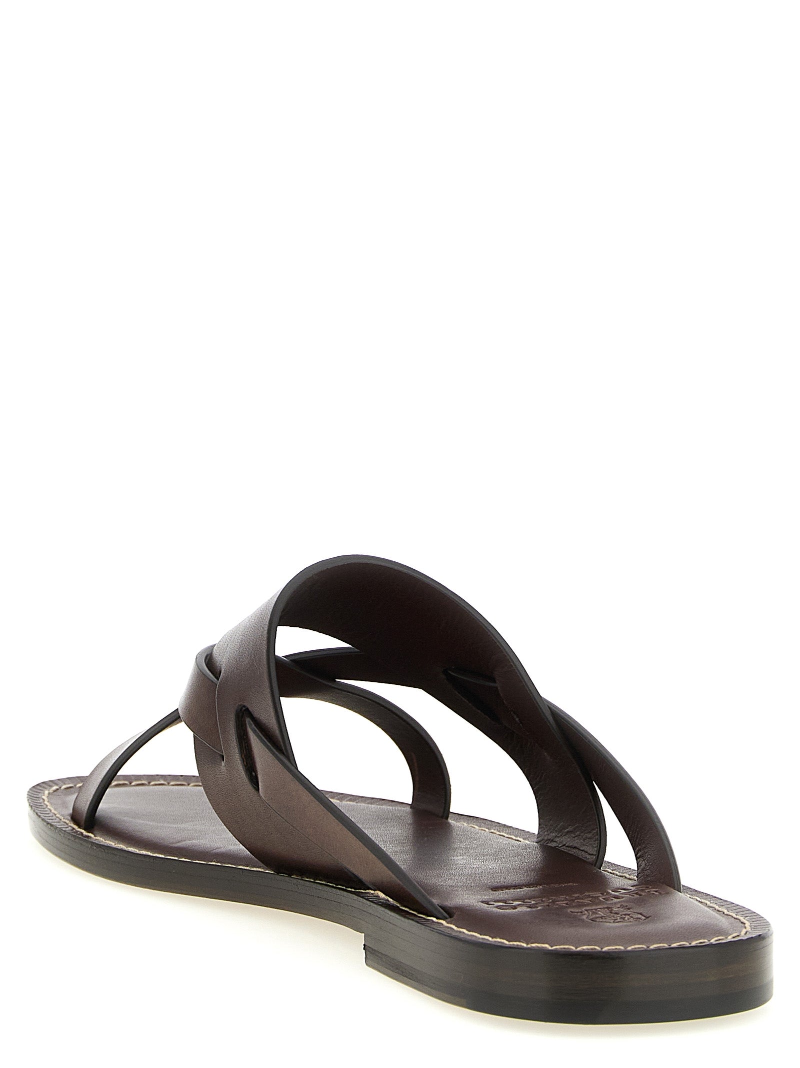 Brunello Cucinelli Leather Sandals for Men — Brown, EU