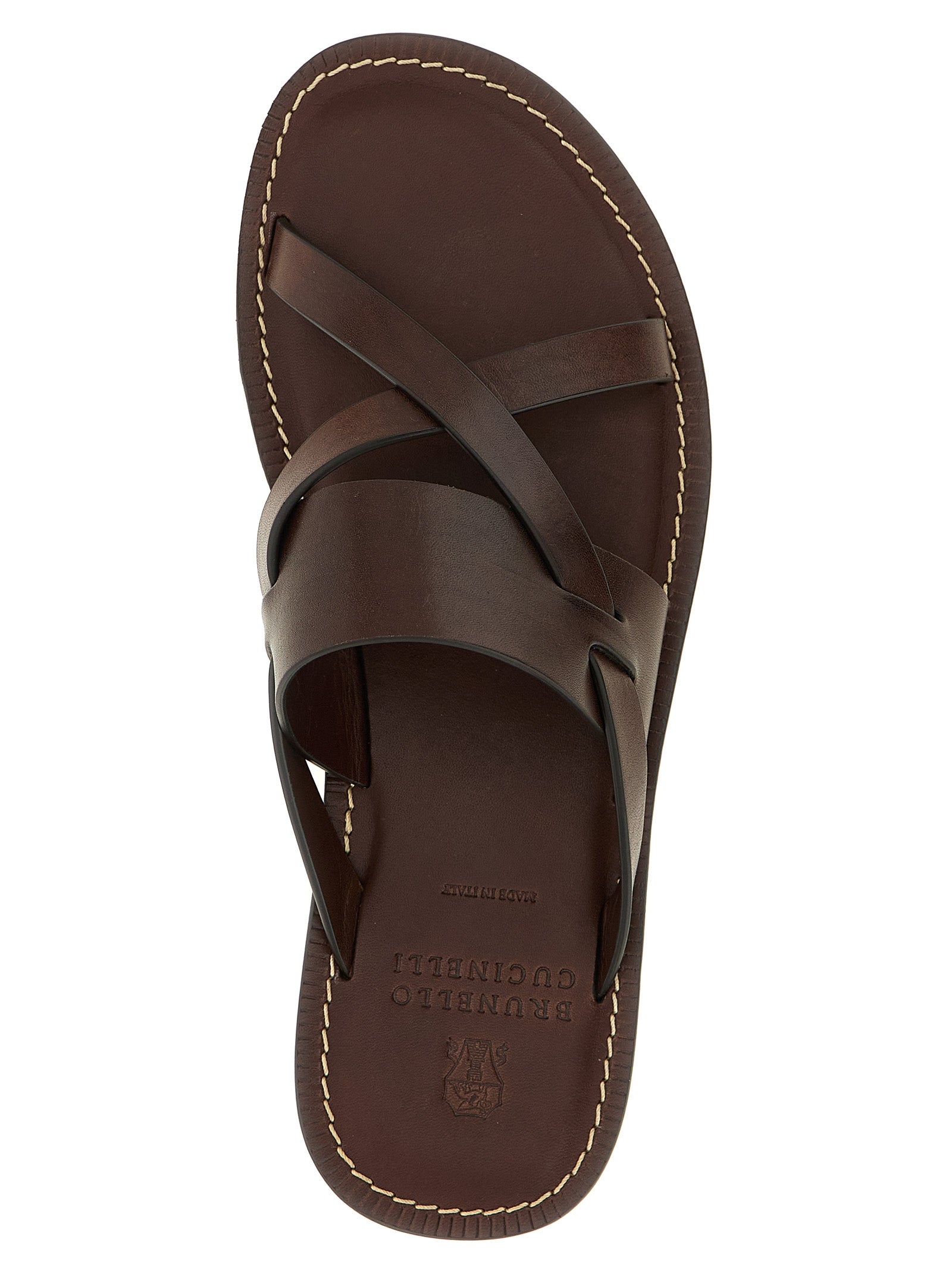 Brunello Cucinelli Leather Sandals for Men — Brown, EU