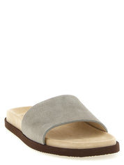 Brunello Cucinelli Suede Slides — Men's Sandals