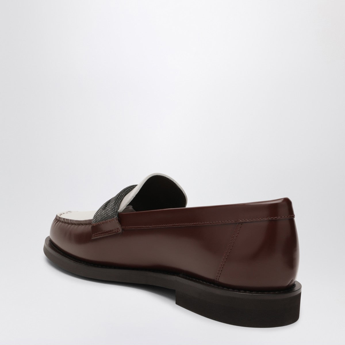 Mocassins Brunello Cucinelli marron/blanc en cuir de veau