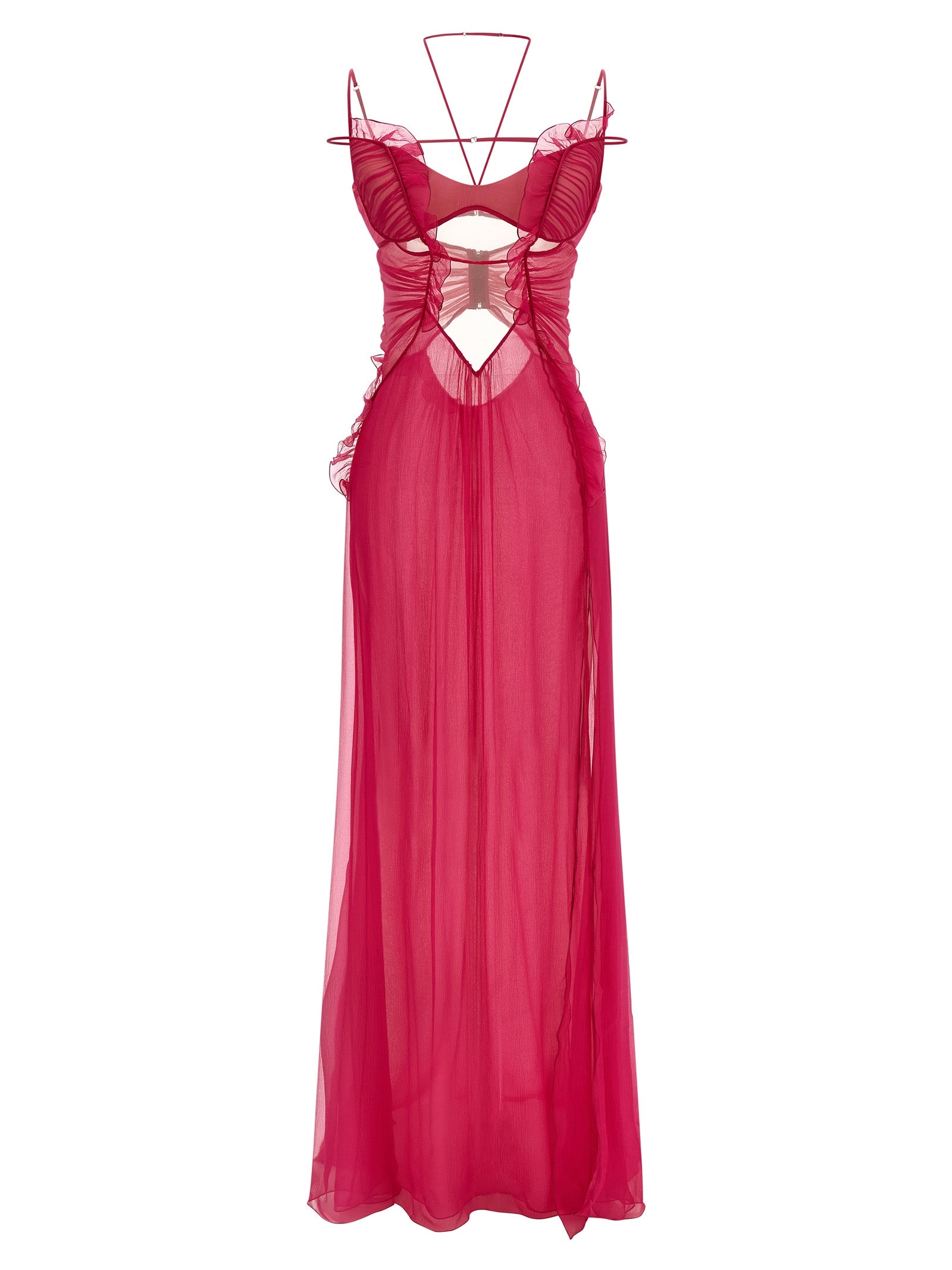 Nensi Dojaka Frilled Gown With Cutouts Dress — Nensi Dojaka