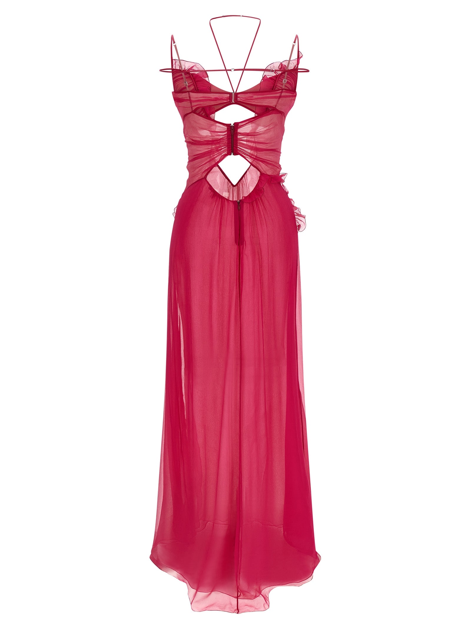 Nensi Dojaka Frilled Gown With Cutouts Dress — Nensi Dojaka