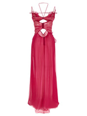 Nensi Dojaka Frilled Gown With Cutouts Dress — Nensi Dojaka