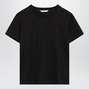 Max Mara Black Cotton T‑Shirt with Embroidered Logo