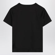 Max Mara Black Cotton T‑Shirt with Embroidered Logo