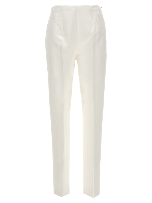 Sportmax Netto Trousers — White Low-Waist Pants