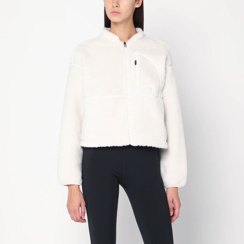 White Cropped Zip‑Up Fleece — The North Face