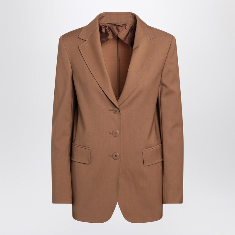 Max Mara Studio Single-breasted jacket in virgin wool hazelnut