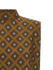 Alberto Biani Tie Print Top — Silk Lavallière Neck