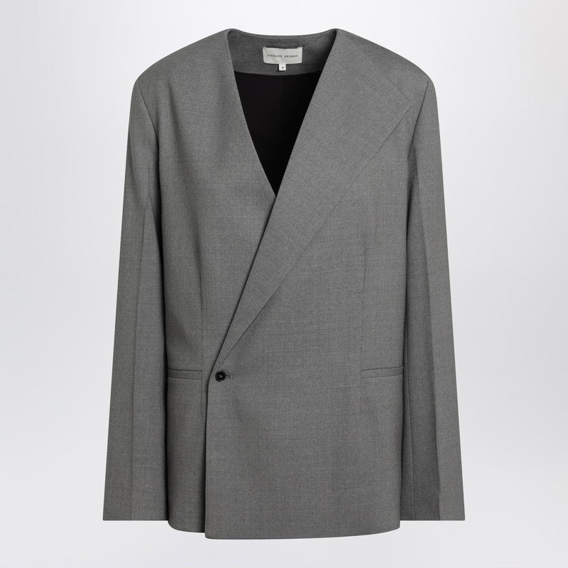 Loulou Studio Gray double-breasted wool jacket