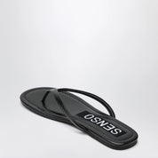 SENSO Nora Ebony Leather Slides — Luxury Slippers