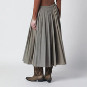 6397 Checked pleated midi skirt