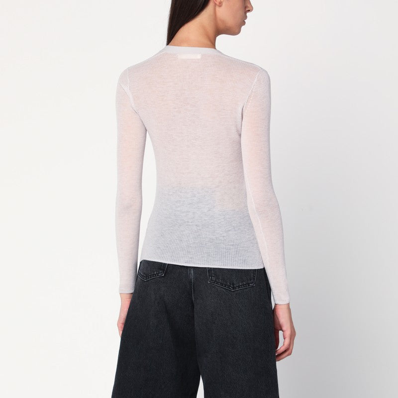 6397 Ivory semi-sheer knit cardigan