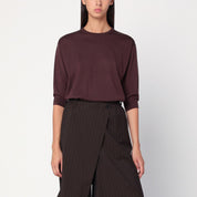6397 Short-sleeved sweater in espresso brown wool