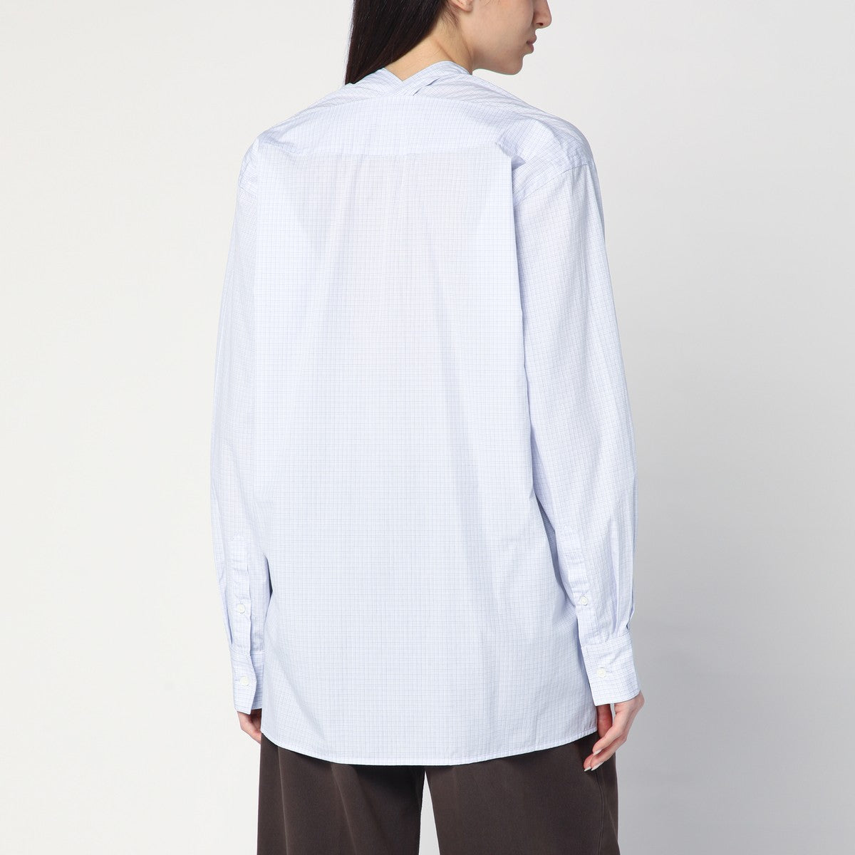 6397 Chemise en coton à carreaux bleu clair