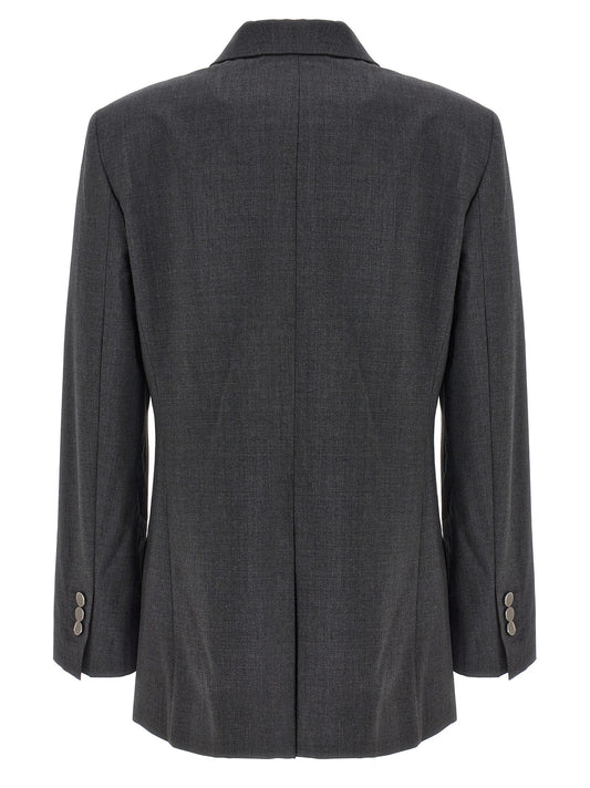 Theory Boxy Blazer — Women's Wool Jacket, Gray