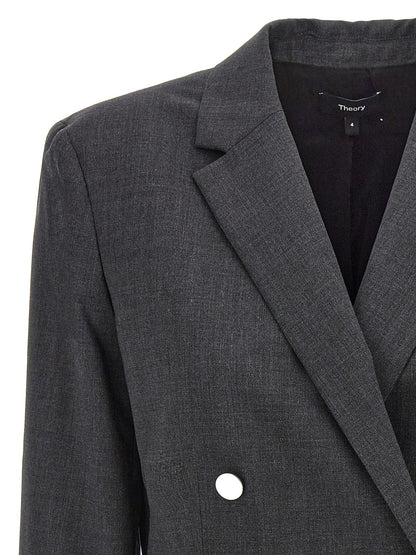 Theory Boxy Blazer — Women's Wool Jacket, Gray