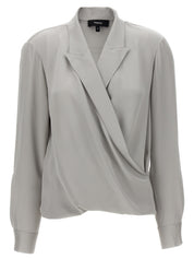 Theory Pk Label Wrap Blouse