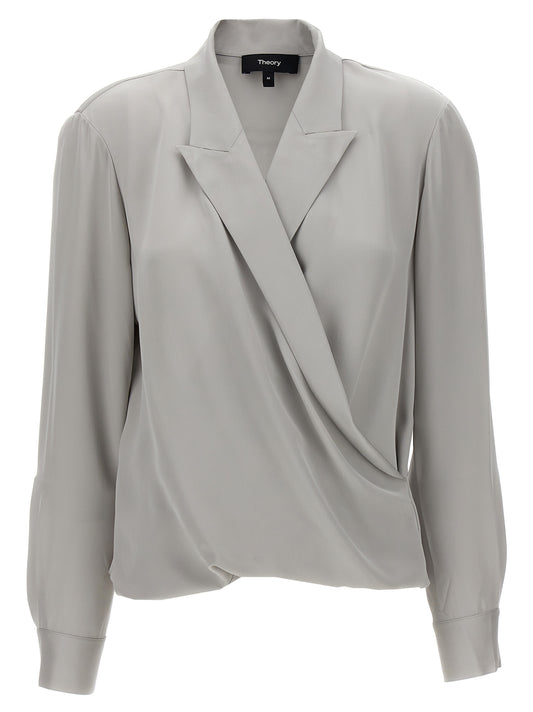 Theory Pk Label Wrap Blouse