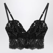 Dolce &amp; Gabbana Dolce&amp;Gabbana Top bralette negro de satén de seda y encaje