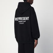 Represent Black oversized hooded sweatshirt in cotton