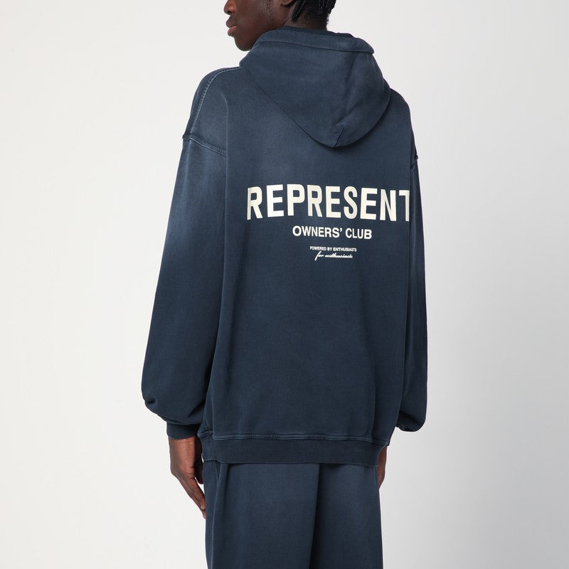 Represent Washed blue oversized hooded sweatshirt