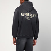 Represent Washed black oversized hooded sweatshirt