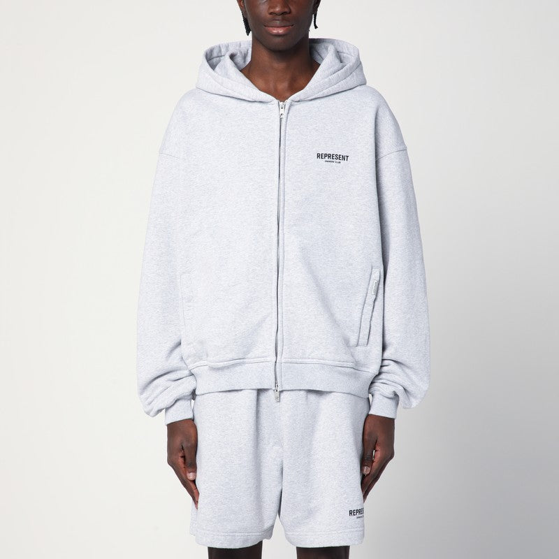 Represent Light grey oversized zip sweatshirt in cotton