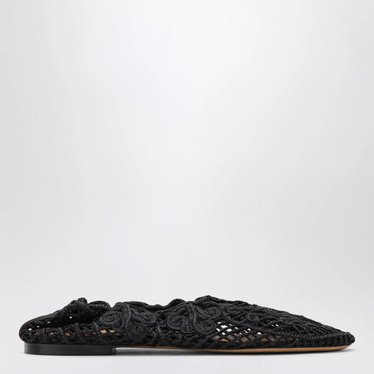 Odissi Black Iris crochet ballerina flats