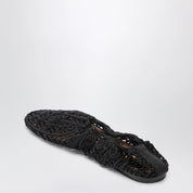 Odissi Black Iris crochet ballerina flats