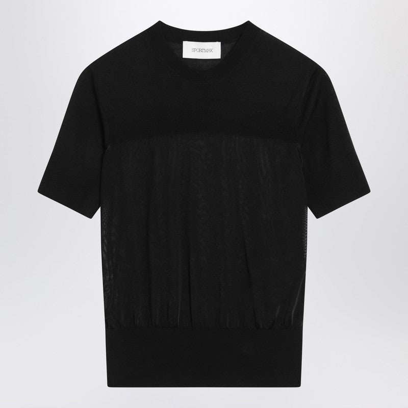 Sportmax Black T-shirt in Viscose and Wool — Women's Top