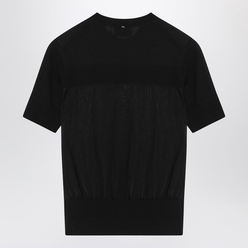 Sportmax Black T-shirt in Viscose and Wool — Women's Top