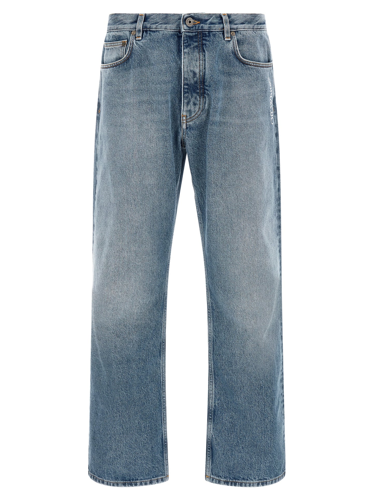 Off White Half Arrow Jeans for Men — Light Blue Relaxed Fit