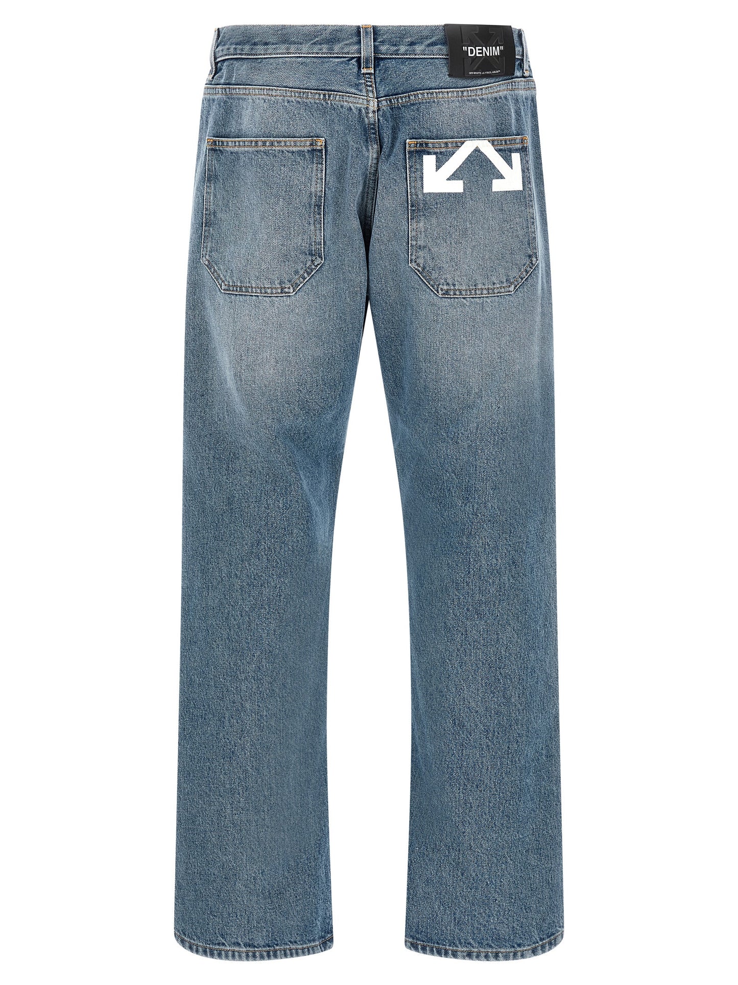 Off White Half Arrow Jeans for Men — Light Blue Relaxed Fit