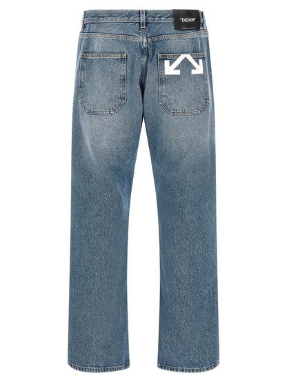 Off White Half Arrow Jeans for Men — Light Blue Relaxed Fit
