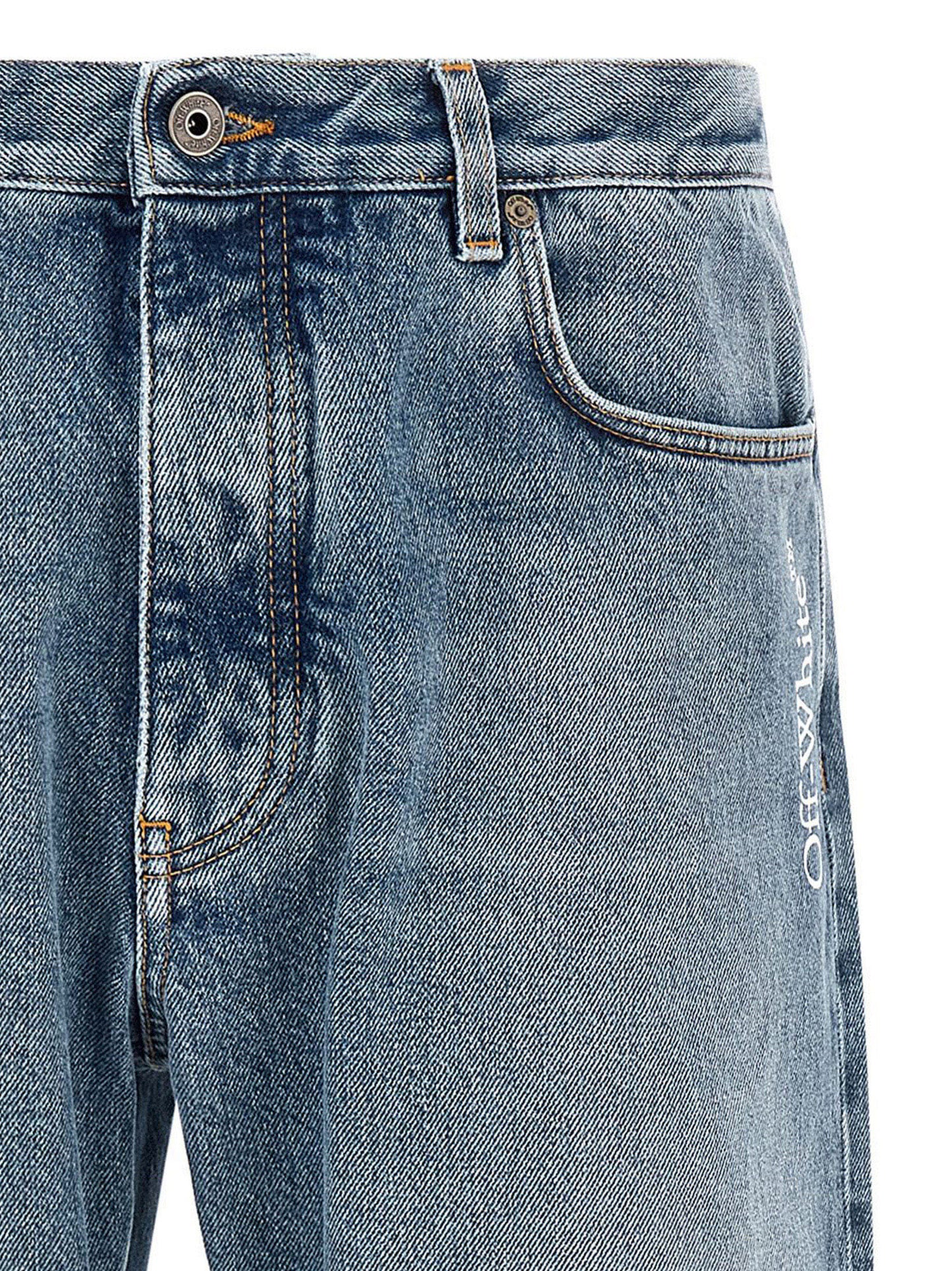 Off White Half Arrow Jeans for Men — Light Blue Relaxed Fit