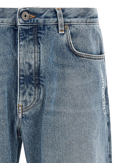 Off White Half Arrow Jeans for Men — Light Blue Relaxed Fit