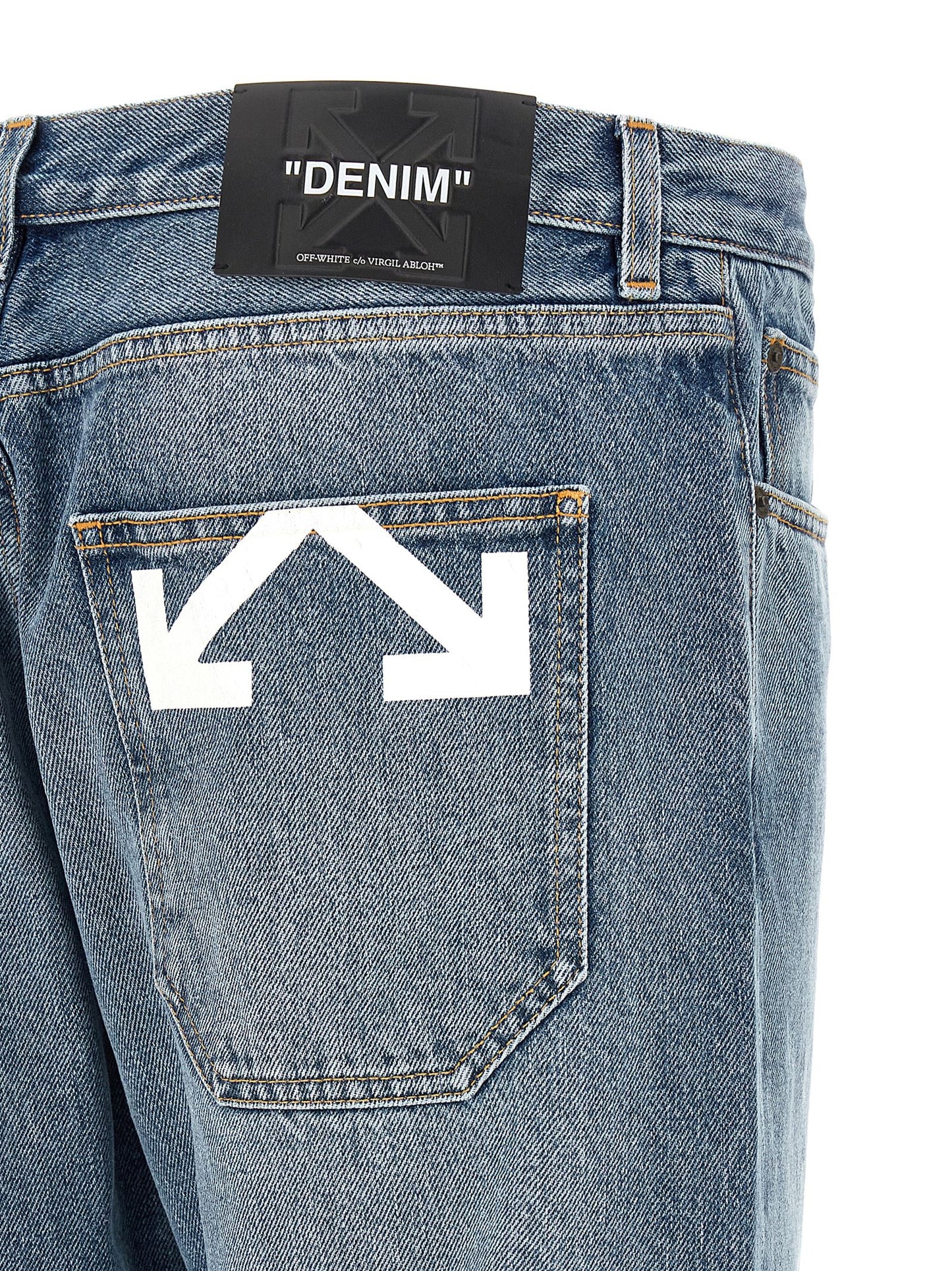 Off White Half Arrow Jeans for Men — Light Blue Relaxed Fit