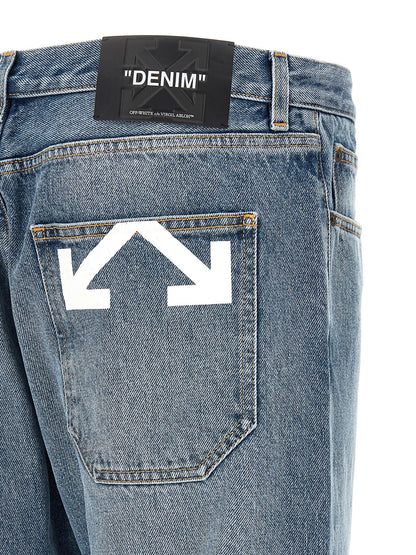 Off White Half Arrow Jeans for Men — Light Blue Relaxed Fit