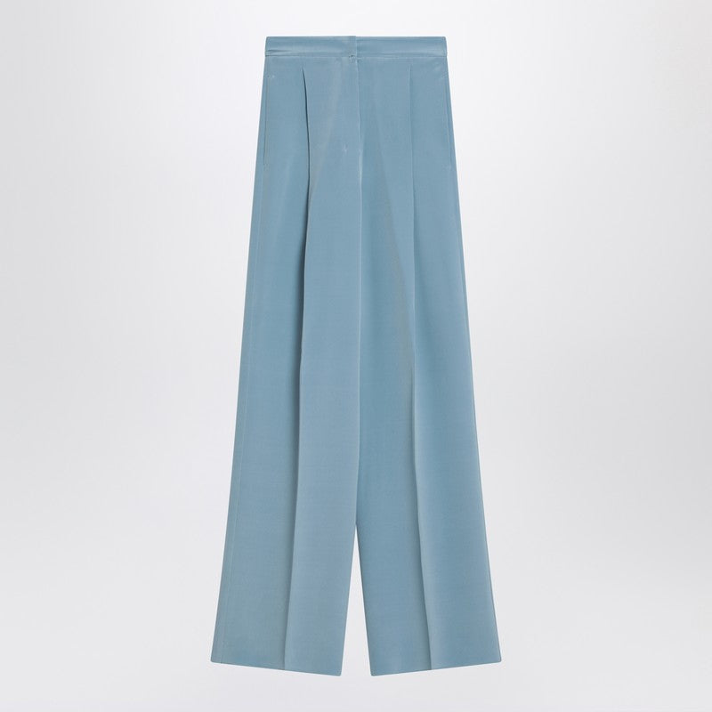 Max Mara Pianoforte wide‑leg silk trousers in sky blue