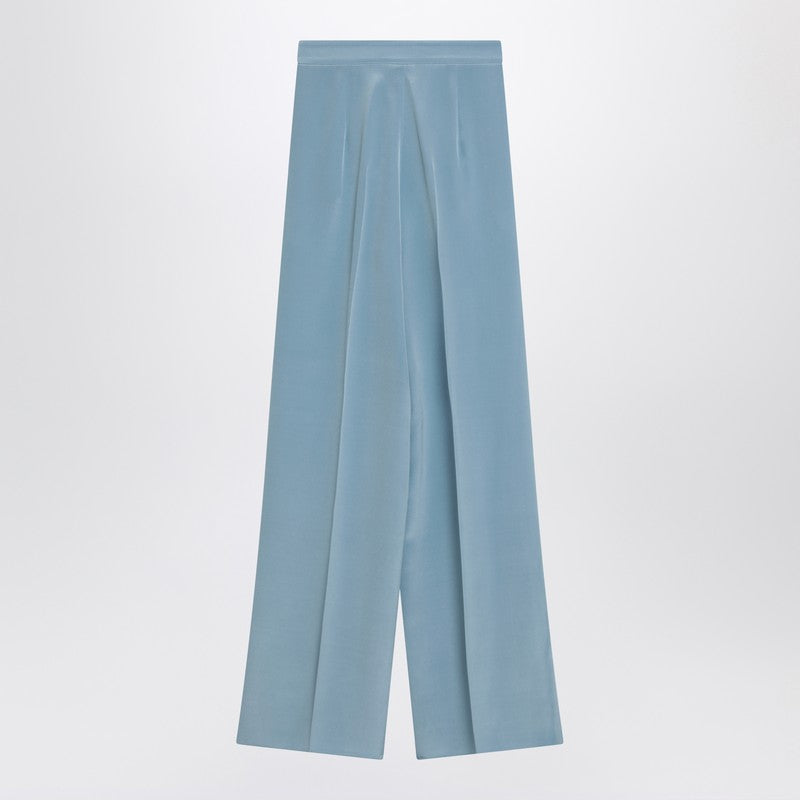 Max Mara Pianoforte wide‑leg silk trousers in sky blue