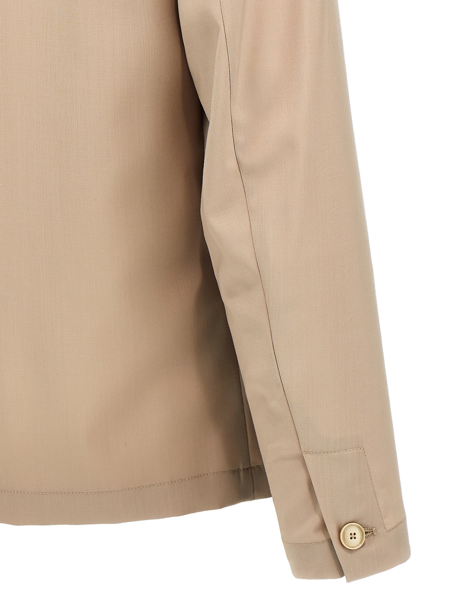 Barena Visal Overshirt — Beige Tropical Wool Shirt